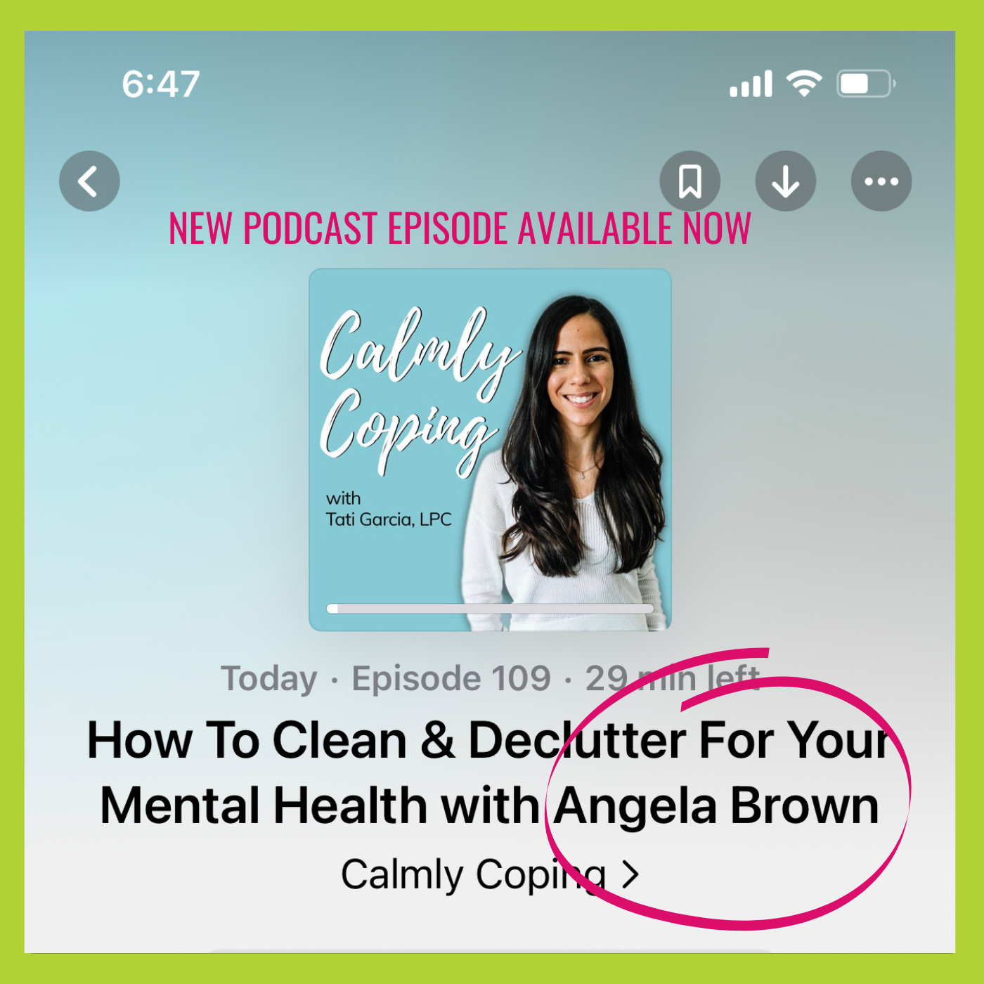 Angela Brown Interviewed on the Calmly Coping Podcast with Tati Garcia
