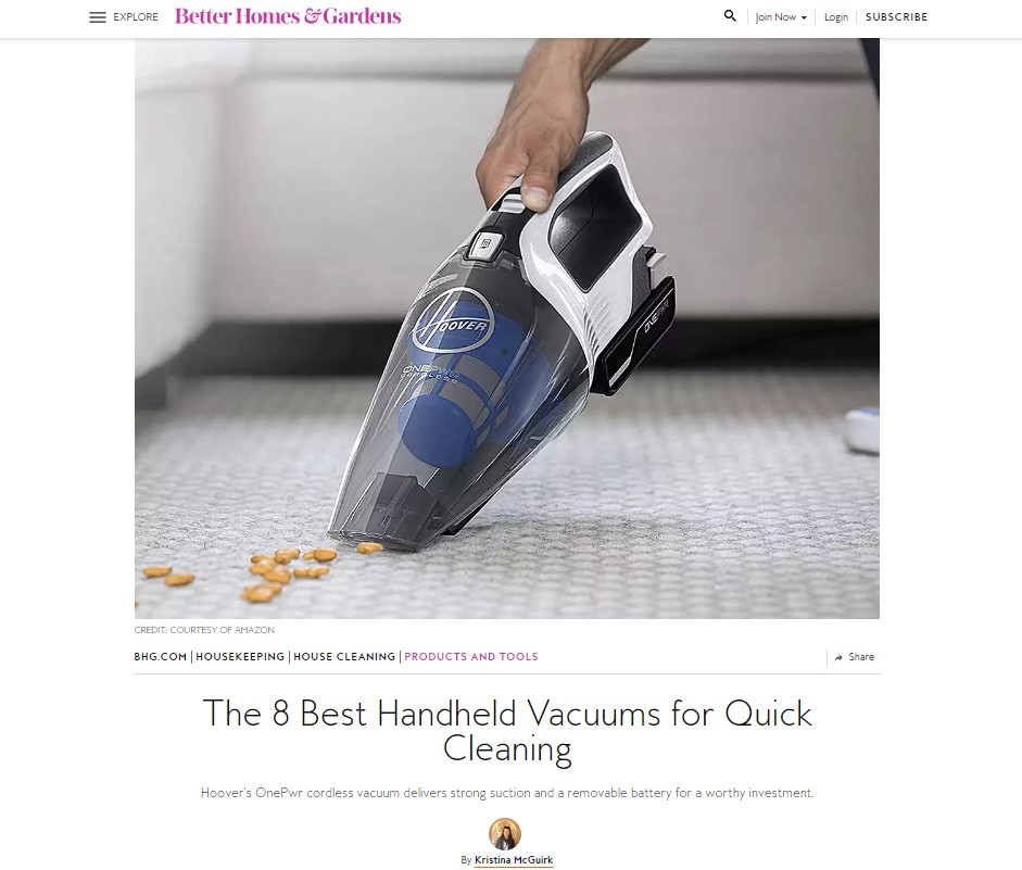 Kristina McGuirk - 8 Best Handheld Vacuums for Cleaning