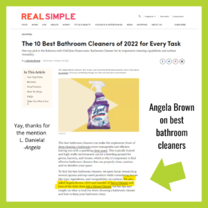 L. Daniela Alvarez Collaborates with Angela Brown on Bathroom Cleaners Real Simple